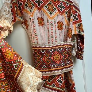 Ukrainian Vyshyvanka style dress, Flowy Boho Peasant Gown